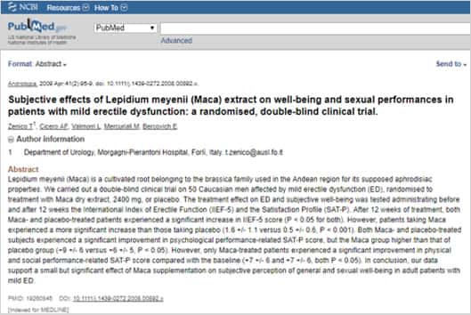 Abstract: Maca root on well-being and sexual performances in patients with mild erectile dysfunction: a randomised, double-blind clinical trial